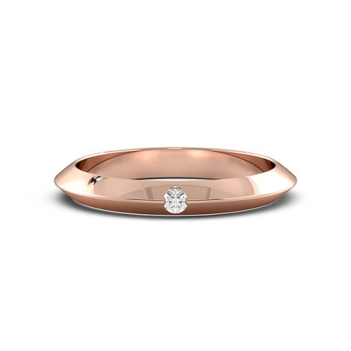 Flush Setting Round Rose Gold Knife edge Band Diamond Rings