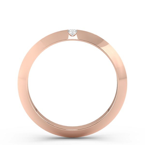 Flush Setting Round Rose Gold Knife edge Band Diamond Rings