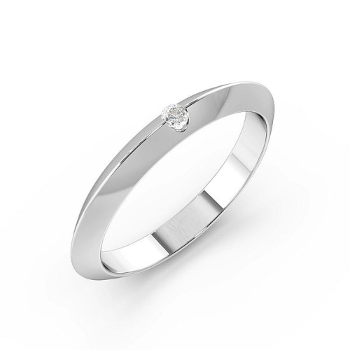 Flush Setting Round White Gold Knife edge Band Diamond Rings