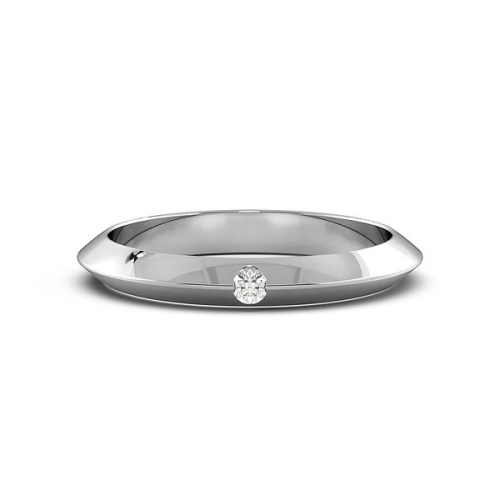 Flush Setting Round White Gold Knife edge Band Diamond Rings