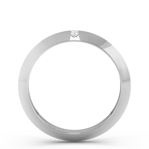Flush Setting Round White Gold Knife edge Band Diamond Rings