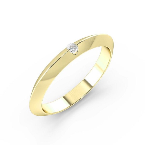 Flush Setting Round Yellow Gold Knife edge Band Diamond Rings