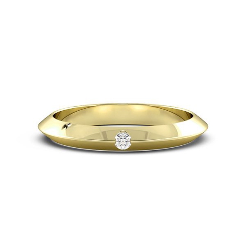 Flush Setting Round Yellow Gold Knife edge Band Diamond Rings