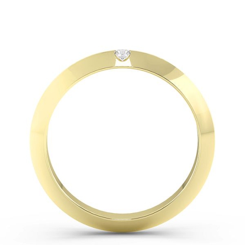 Flush Setting Round Yellow Gold Knife edge Band Diamond Rings