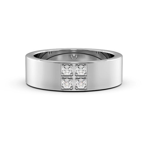 4 Diamond Square Cluster Mens Diamond Set Wedding Rings (6.0mm)