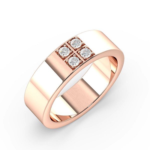 Pave Setting Round Rose Gold Square wedding Band Diamond Rings