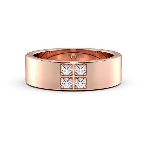 Pave Setting Round Rose Gold Square wedding Band Diamond Rings