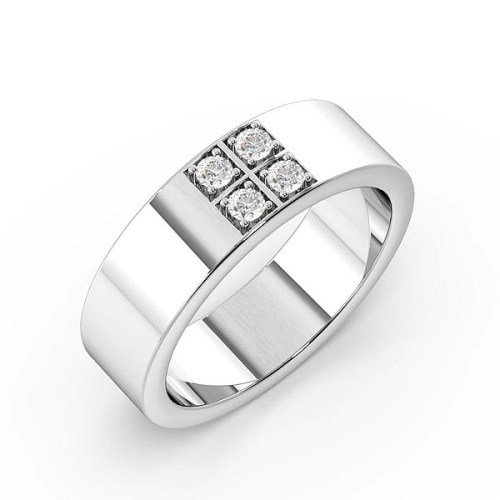 Pave Setting Round White Gold Square wedding Band Diamond Rings