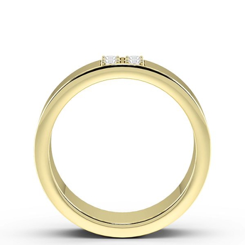Pave Setting Round Yellow Gold Square wedding Band Diamond Rings