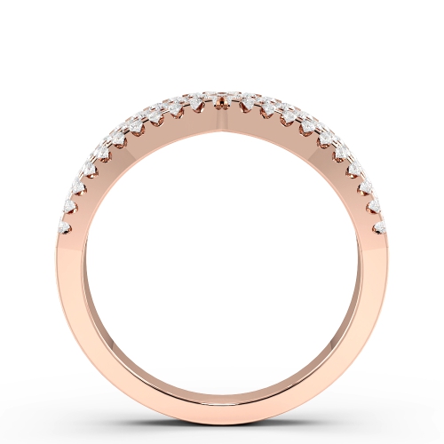 Pave Setting Round Rose Gold Crisscross Diamond Rings