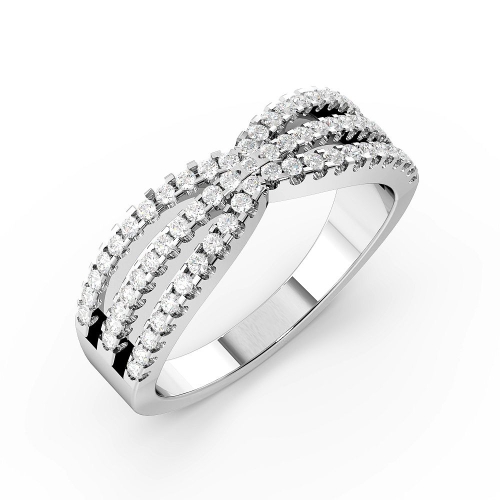 Pave Setting Round Crisscross Diamond Rings