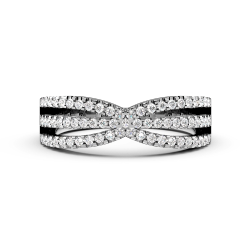 Pave Setting Round Crisscross Diamond Rings