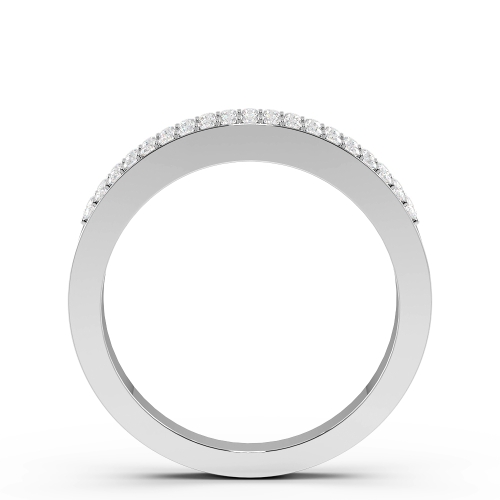 Pave Setting Round/Baguette Three row channel set Diamond Rings