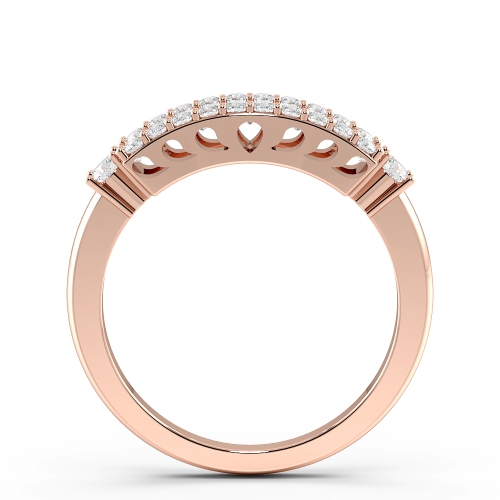 Pave Setting Round/Baguette Rose Gold Unique Diamond Rings