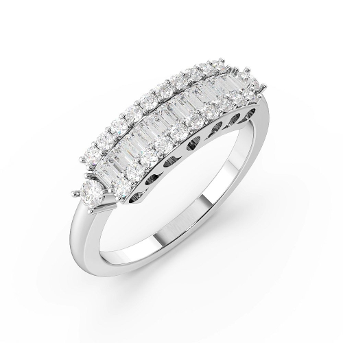 Pave Setting Round/Baguette Unique Diamond Rings