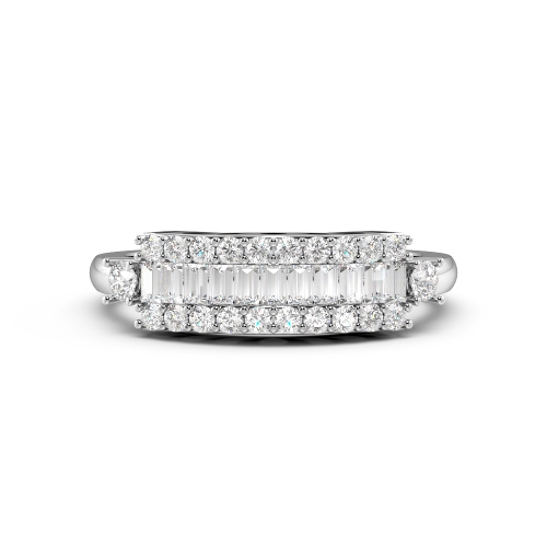 Pave Setting Round/Baguette Unique Diamond Rings