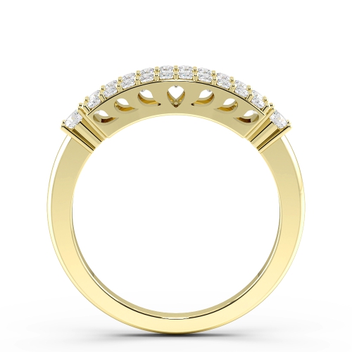 Pave Setting Round/Baguette Yellow Gold Unique Diamond Rings