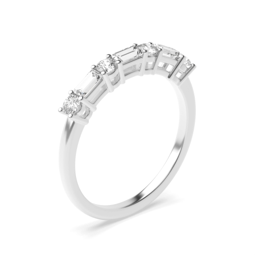 Baguette and Round Cut 7 Stone Diamond Rings (2.6mm)