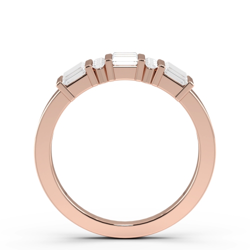 Pave Setting Round/Baguette Rose Gold Orb Engagement Rings