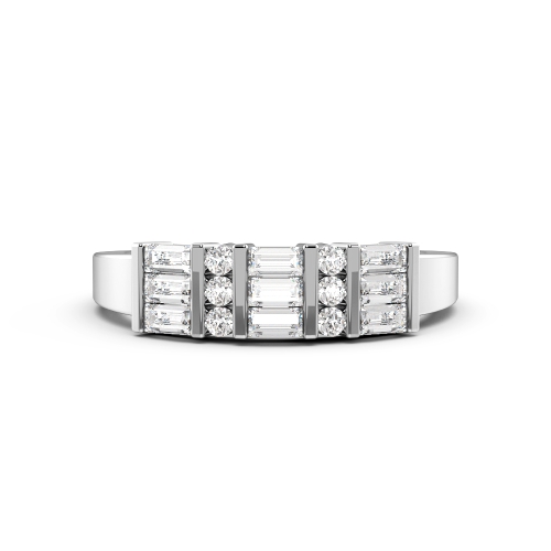 Pave Setting Round/Baguette Orb Moissanite Engagement Rings