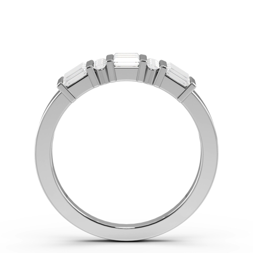 Pave Setting Round/Baguette Orb Moissanite Engagement Rings