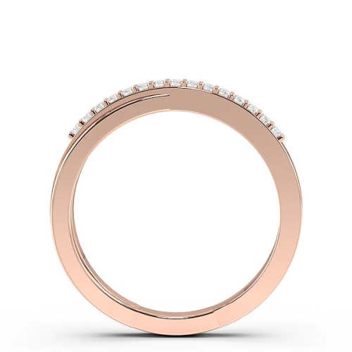 Pave Setting Round Rose Gold Wedding crossover Band Diamond Rings