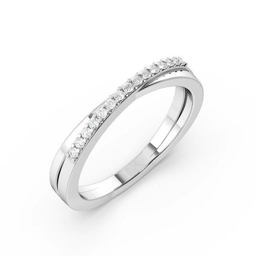 Pave Setting Round White Gold Wedding crossover Band Diamond Rings
