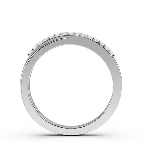 Pave Setting Round White Gold Wedding crossover Band Diamond Rings