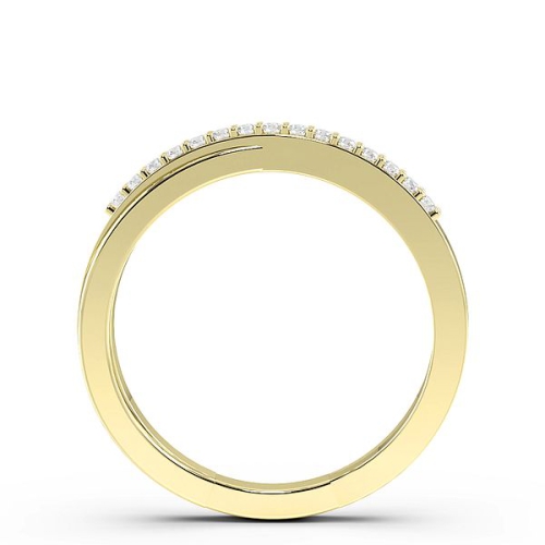Pave Setting Round Yellow Gold Wedding crossover Band Diamond Rings