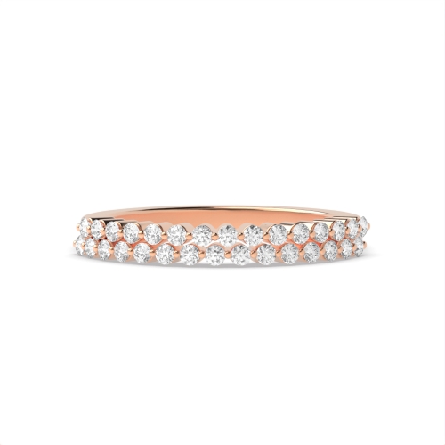 4 Prong Round Rose Gold 2 rows 2.80mm Eternity Diamond Rings