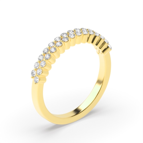 4 Prong Round Yellow Gold 2 rows 2.80mm Eternity Diamond Rings