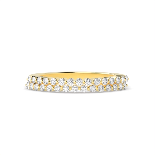 4 Prong Round Yellow Gold 2 rows 2.80mm Eternity Diamond Rings