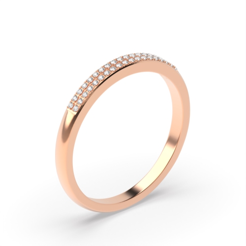 Pave Setting Round Rose Gold 2 row petit Eternity Diamond Rings