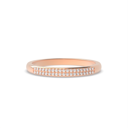 Pave Setting Round Rose Gold 2 row petit Eternity Diamond Rings