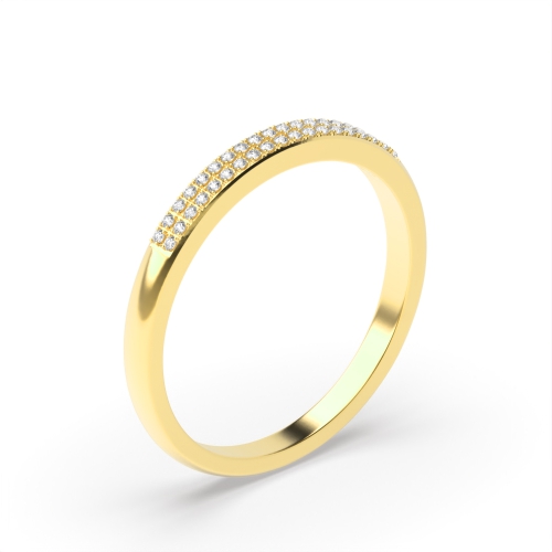 Pave Setting Round Yellow Gold 2 row petit Eternity Diamond Rings