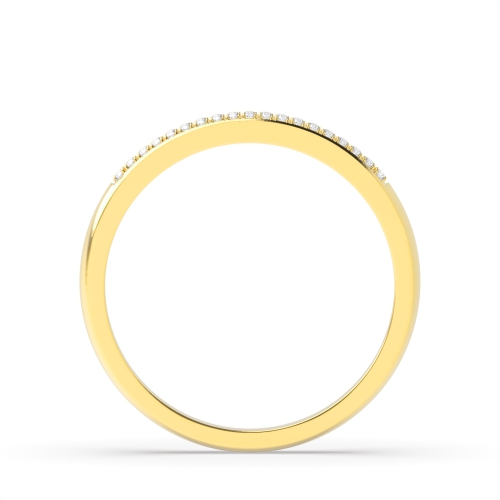 Pave Setting Round Yellow Gold 2 row petit Eternity Diamond Rings