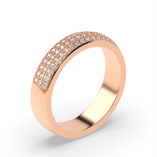 Pave Setting Round Rose Gold 3 row 4.50mm Eternity Diamond Rings
