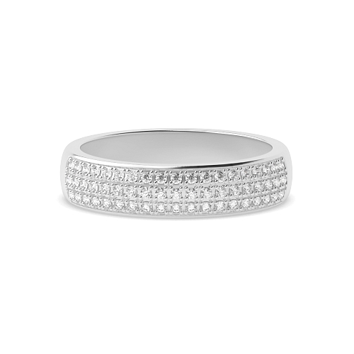Pave Setting Round 3 row 4.50mm Naturally Mined Eternity Diamond Rings
