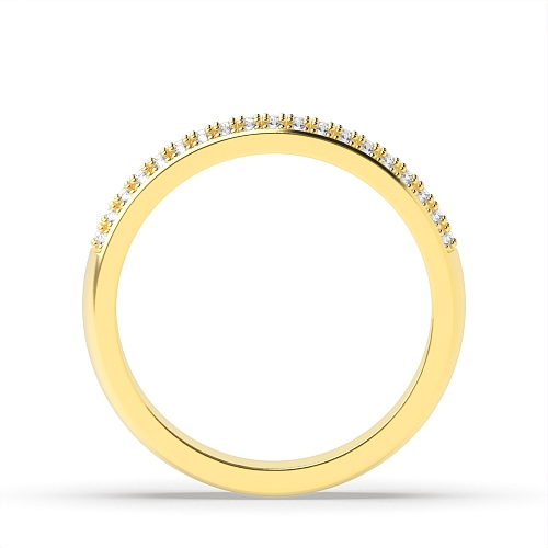 Pave Setting Round Yellow Gold 3 row 4.50mm Eternity Diamond Rings