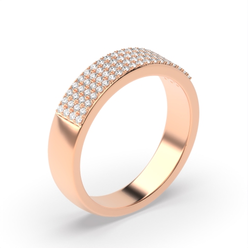 Pave Setting Round Rose Gold 4 row Eternity Diamond Rings