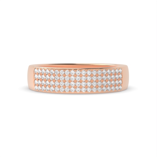 Pave Setting Round Rose Gold 4 row Eternity Diamond Rings
