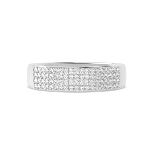 Pave Setting Round 4 row Half Eternity Diamond Rings