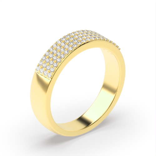 Pave Setting Round Yellow Gold 4 row Eternity Diamond Rings