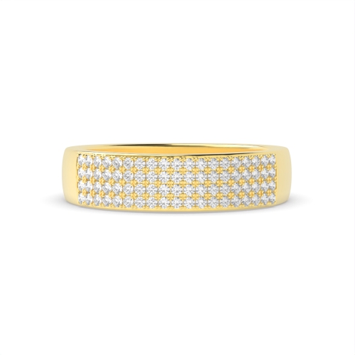 Pave Setting Round Yellow Gold 4 row Eternity Diamond Rings