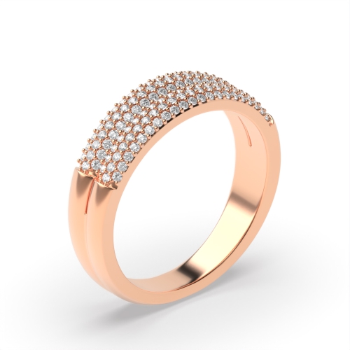 Pave Setting Round Rose Gold Twin band Eternity Diamond Rings