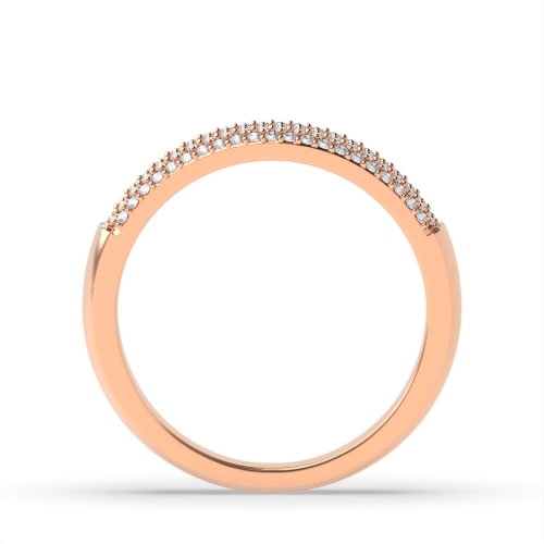 Pave Setting Round Rose Gold Twin band Eternity Diamond Rings