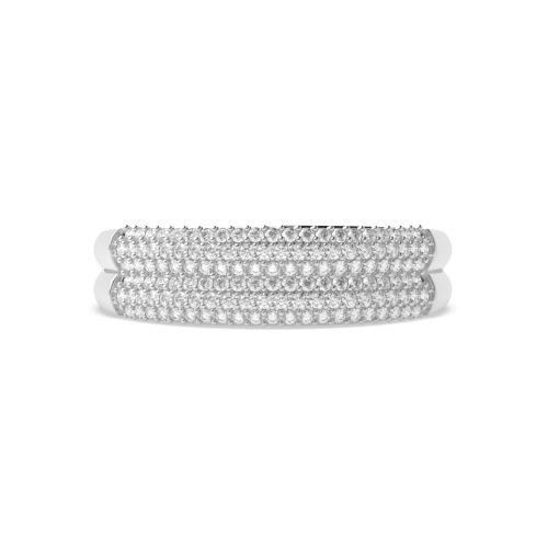 Pave Setting Round Twin band Half Eternity Diamond Rings