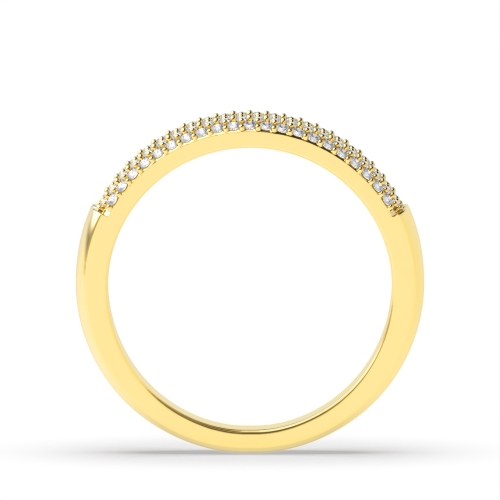 Pave Setting Round Yellow Gold Twin band Eternity Diamond Rings