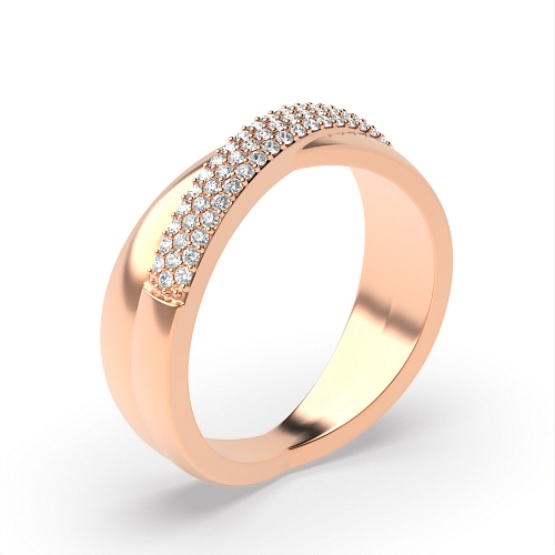 Pave Setting Round Rose Gold Crossover rows Eternity Diamond Rings