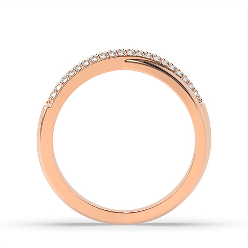 Pave Setting Round Rose Gold Crossover rows Eternity Diamond Rings